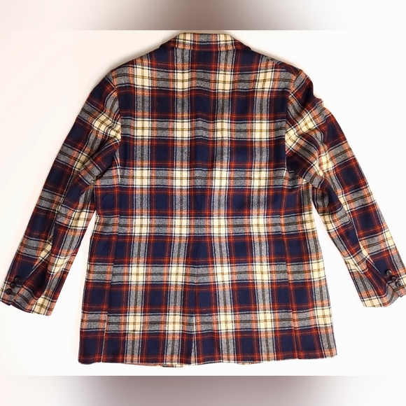 Vintage Cricketeer Wool Sportcoat Blazer Max Kadet 42R Blue Brown Tartan Plaid - Picture 2 of 16